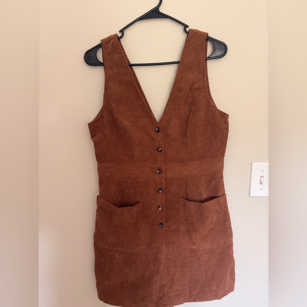 Elegant Brown Corduroy Mini Dress